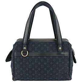 Louis Vuitton Navy Blue Monogram Mini Lin Josephine PM Speed Boston 923lv7