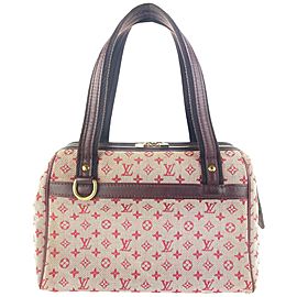 Louis Vuitton Pink Burgundy Bordeaux Monogram Mini Lin Josephine PM Boston 4LV1022