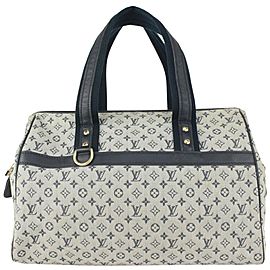 Louis Vuitton Navy Blue Grey Monogram Mini Lin Josephine GM Speedy Boston 824lv49