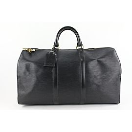 Louis Vuitton Black Epi Leather Noir Keepall 50 Duffle Bag 517lvs68