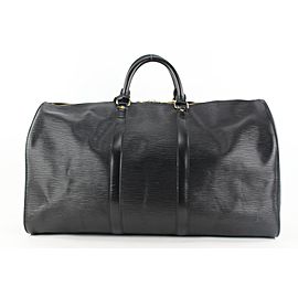 Louis Vuitton Black Epi Leather Noir Keepall 50 Duffle Bag 84lvs427