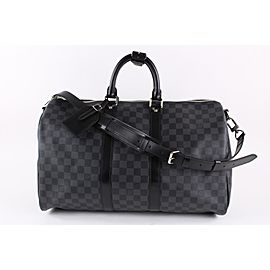 Louis Vuitton Damier Graphite Keepall Bandouliere 45 Duffle Bag with Strap 1LVS1222