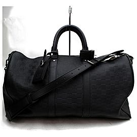 Louis Vuitton Keepall Bandouliere 45 with Strap 872908 Black Damier Infini Leather Weekend/Travel Bag