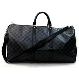 Louis Vuitton Keepall Damier Graphite Bandouliere 55 with Strap 872889 Black Coated Canvas Weekend/Travel Bag