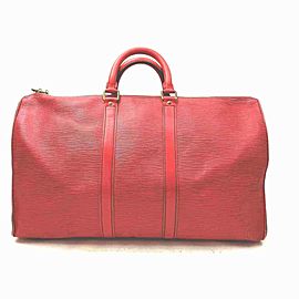 Louis Vuitton Red Epi Leather Keepall 45 Boston Duffle 861156