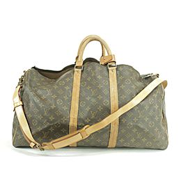 Louis Vuitton Keepall Duffle Bandouliere 55 with Strap Monogram 232496 Brown Coated Canvas Weekend/Travel Bag