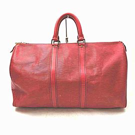 Louis Vuitton Red Epi Leather Keepall Boston Duffle PM 861500