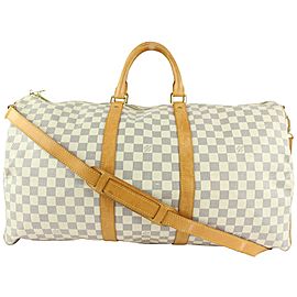 Louis Vuitton Damier azur Keepall Bandouliere Duffle with Strap 1112lv54