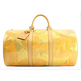 Louis Vuitton Keepall Duffle Fleurs Barrel 1lva104 Yellow Monogram Vernis Leather Weekend/Travel Bag