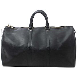 Louis Vuitton Black Epi Leather Noir Keepall 45 Duffle 861912