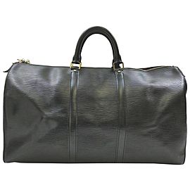 Louis Vuitton Black Epi Leather Noir Keepall 50 Duffle 861294