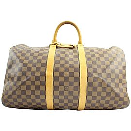 Louis Vuitton Keepall ( Extremely Rare ) Nigo Centenaire Damier Ebene 50 107lva129 Brown Coated Canvas Weekend/Travel Bag