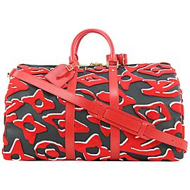 Louis Vuitton LVxUF Urs Fischer Red x Black Monogram Keepall Bandouliere 45 20lvs114