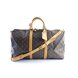 Louis Vuitton Keepall Monogram Bandouliere 50 36lr0618 Brown Coated Canvas Weekend/Travel Bag