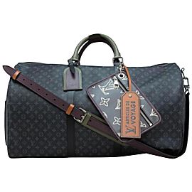 Louis Vuitton Rare Limited Black Monogram Eclipse Patchwork Keepall Bandouliere 50