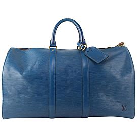 Louis Vuitton Blue Epi Leather Toledo Keepall 45 500lvs68