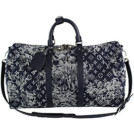 Louis Vuitton Virgil Abloh Denim Tapestry Keepall Bandouliere 50 Strap Bag 19LVS1210