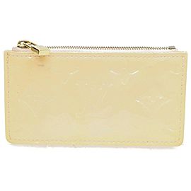 Louis Vuitton Key Pouch Pochette 872282 Perle Coin Purse Cles Cream Monogram Vernis Leather Clutch