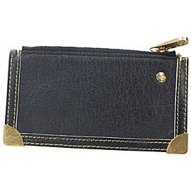 Louis Vuitton Key Pouch Pochette Cles 871548 Black Suhali Leather Clutch