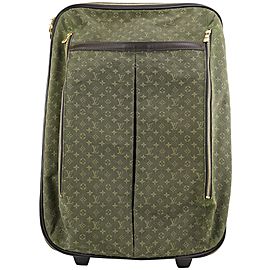 Louis Vuitton Khaki Green Olive Monogram Mini Lin Annette Rolling Luggages 257lvs0