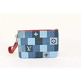 Louis Vuitton Limited Denim Patchwork City Pouch Wristlet Bag 97lv32