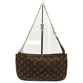 Louis Vuitton Brown Monogram Mini LinPochette Accessoires Chain Wristlet Bag 856053