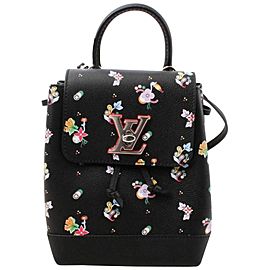 Louis Vuitton Black Leather Floral Mini Lockme Backpack 861417