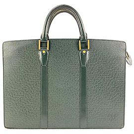 Louis Vuitton Green Taiga Leather Lozan Attache Briefcase 40LVL1125