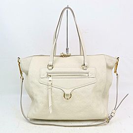 Louis Vuitton Lumineuse Leather 2way Zip Tote 870872 White Monogram Empreinte Shoulder Bag