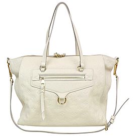 Louis Vuitton Lumineuse Leather 2way Zip Tote 870872 White Monogram Empreinte Shoulder Bag