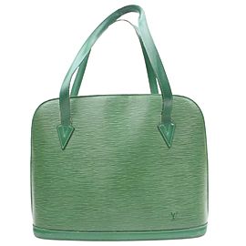 Louis Vuitton Lussac Borneo Zip Tote 869948 Green Leather Shoulder Bag