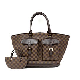 Louis Vuitton Manosque Damier Ebene Gm With Pouch 234587 Brown Coated Canvas Tote