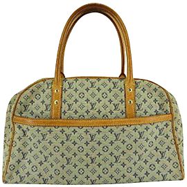 Louis Vuitton Marie Boston Grey 233976 Blue Monogram Mini Lin Canvas Tote