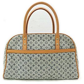 Louis Vuitton Navy Blue Monogram Mini Lin Marie Speedy Boston Bag 862236