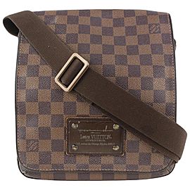 Louis Vuitton Damier Ebene Brooklyn PM Crossbody Messenger Flap Bag 921lv58