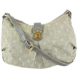 Louis Vuitton Grey Monogram Denim Slightly Messenger Hobo Bag 826lv87