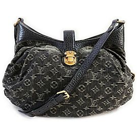 Louis Vuitton Black Denim Noir Monogram XS Hobo Messenger 861184