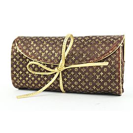 Louis Vuitton Metallic Satin Monogram Aumoniere Jewelry Roll Case Clutch 399lvs527