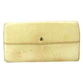 Louis Vuitton Long Wallet Monogram Vernis Sarah Bifold 217980 Perle Patent Leather Clutch