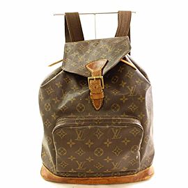 Louis Vuitton Montsouris Gm 866462 Brown Monogram Canvas and Calf Leather Backpack