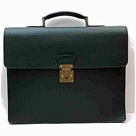 Louis Vuitton Moskova Attache Green Taiga Leather Briefcase 872992