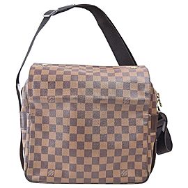 Louis Vuitton Naviglio Damier Ebene 870545 Brown Coated Canvas Shoulder Bag