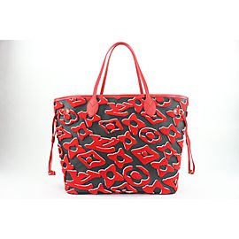 Louis Vuitton Rare LVxUF Red Black Monogram Leather Neverfull MM with Pouch 6lvs16