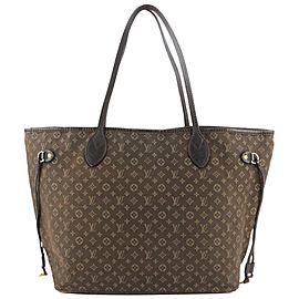 Louis Vuitton Fusain Brown Monogram Idylle Mini Lin Neverfull MM Tote Bag 114lv51