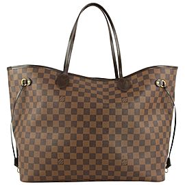 Louis Vuitton Large Damier Ebene Neverfull GM Tote Bag 2LZ1109