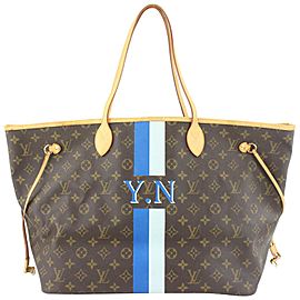 Louis Vuitton Large Blue Monogram Mon Stripe Neverfull GM Tote Bag