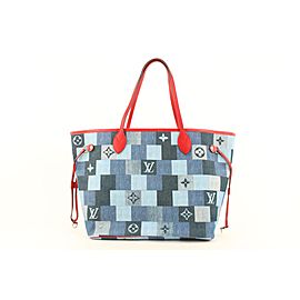 Louis Vuitton Denim Patchwork Neverfull MM Tote Bag