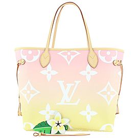 Louis Vuitton Pink Yellow Monogram By the Pool Neverfull MM Tote Bag 808lvs47