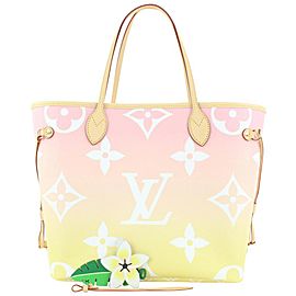 Louis Vuitton Pink Yellow Monogram By the Pool Neverfull MM Tote bag with Pouch 939L