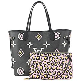 Louis Vuitton Black Monogram Wild at Heart Neverfull MM Tote bag 818lv52